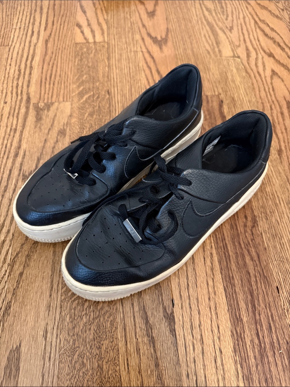 Nike Black Leather Low-Top Sneakers with Cream Sole